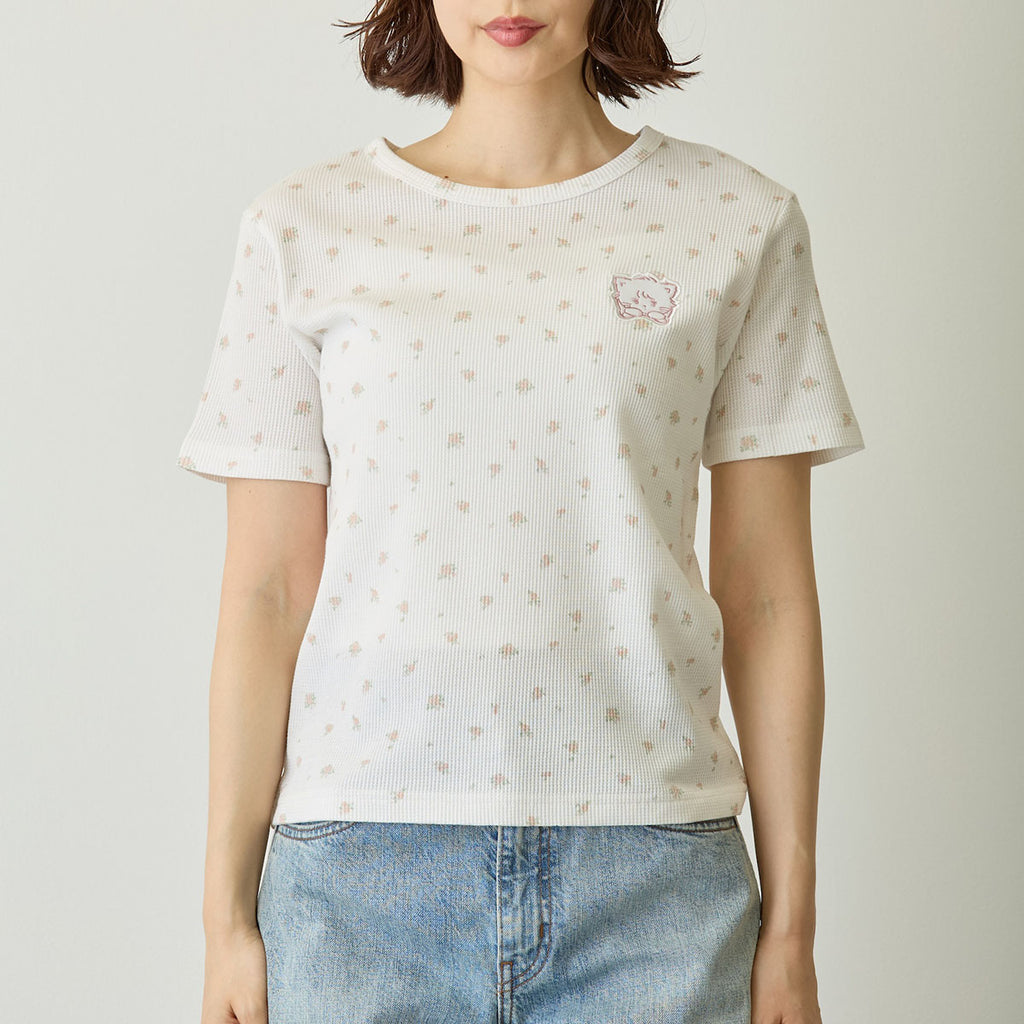 Lil ala mode Tシャツ フラワー ムース ホワイト
