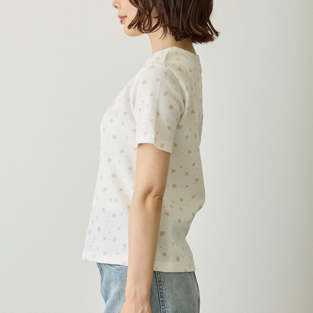 Lil ala mode Tシャツ フラワー ムース ホワイト