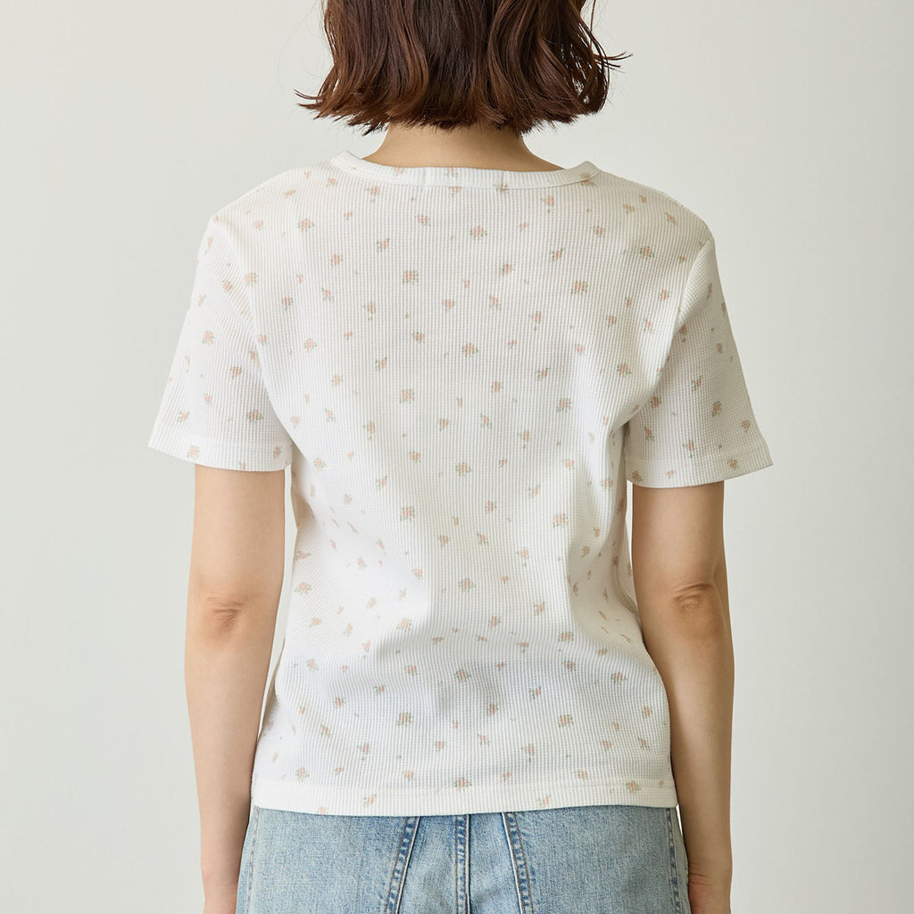 Lil ala mode Tシャツ フラワー ムース ホワイト