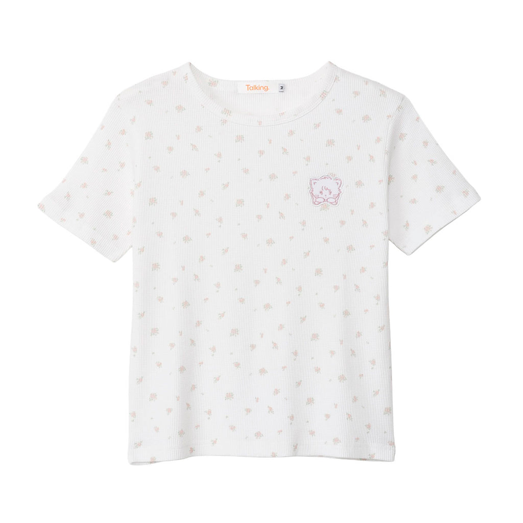 Lil ala mode Tシャツ フラワー ムース ホワイト