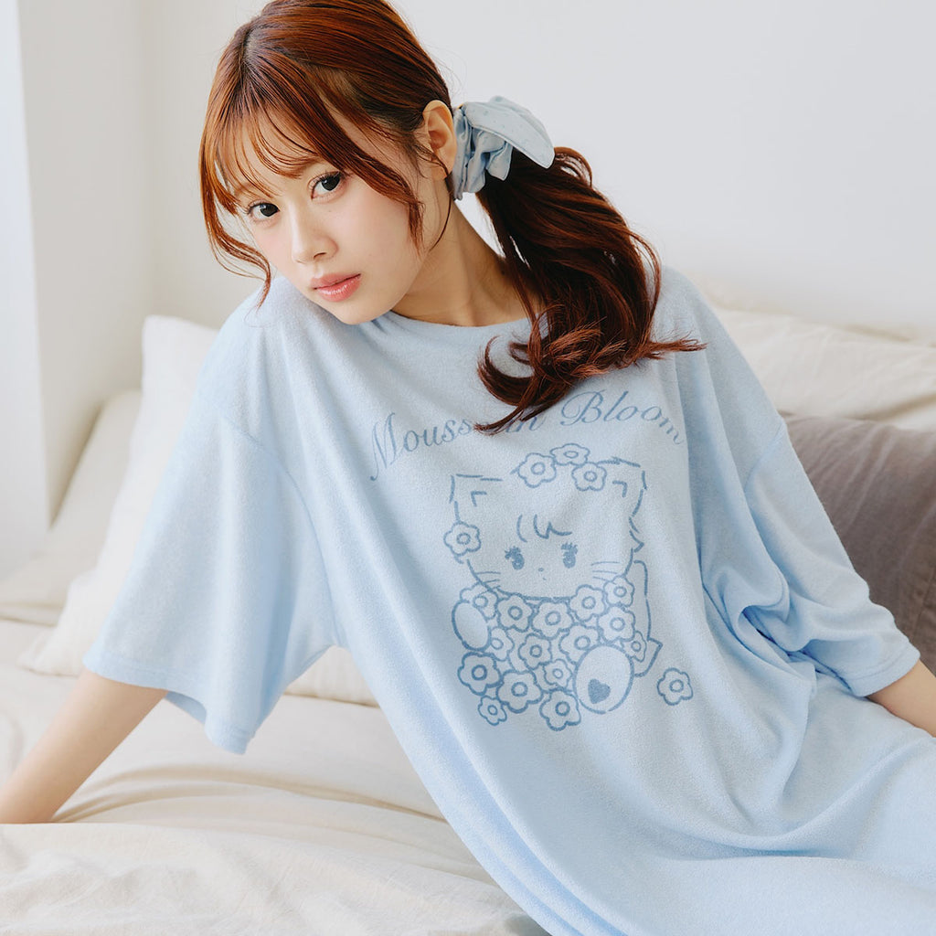 Lil ala mode ルームロングワンピース Bloom ムース ブルー