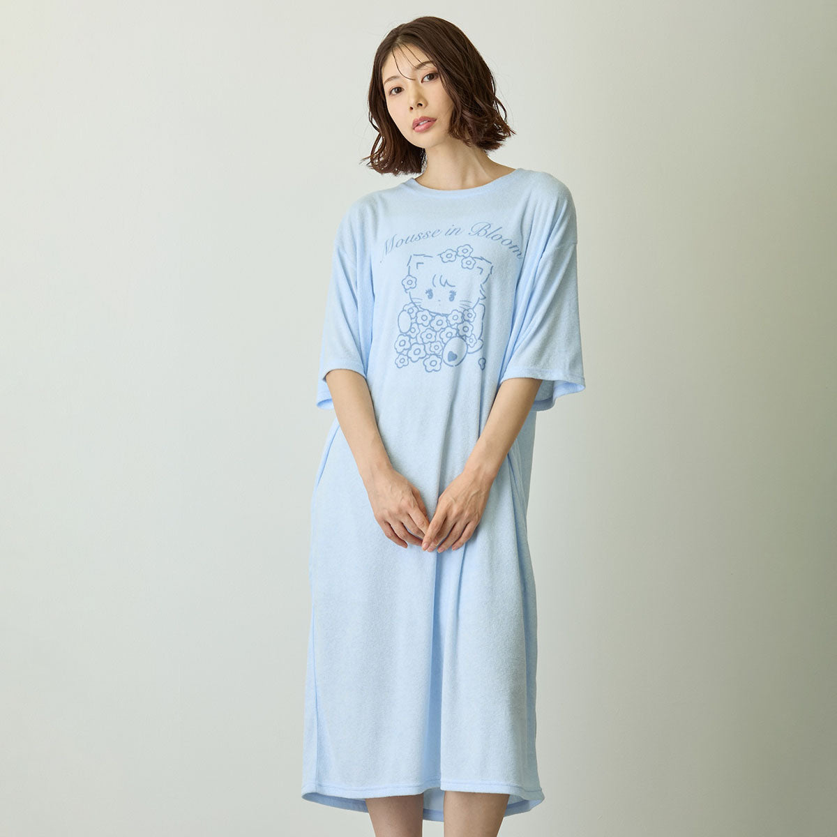 Lil ala mode ルームロングワンピース Bloom ムース ブルー