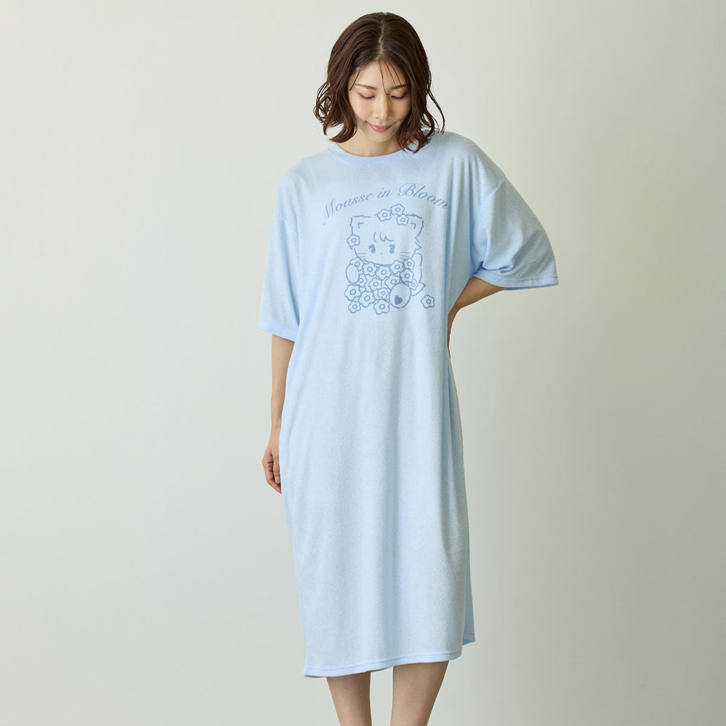 Lil ala mode ルームロングワンピース Bloom ムース ブルー