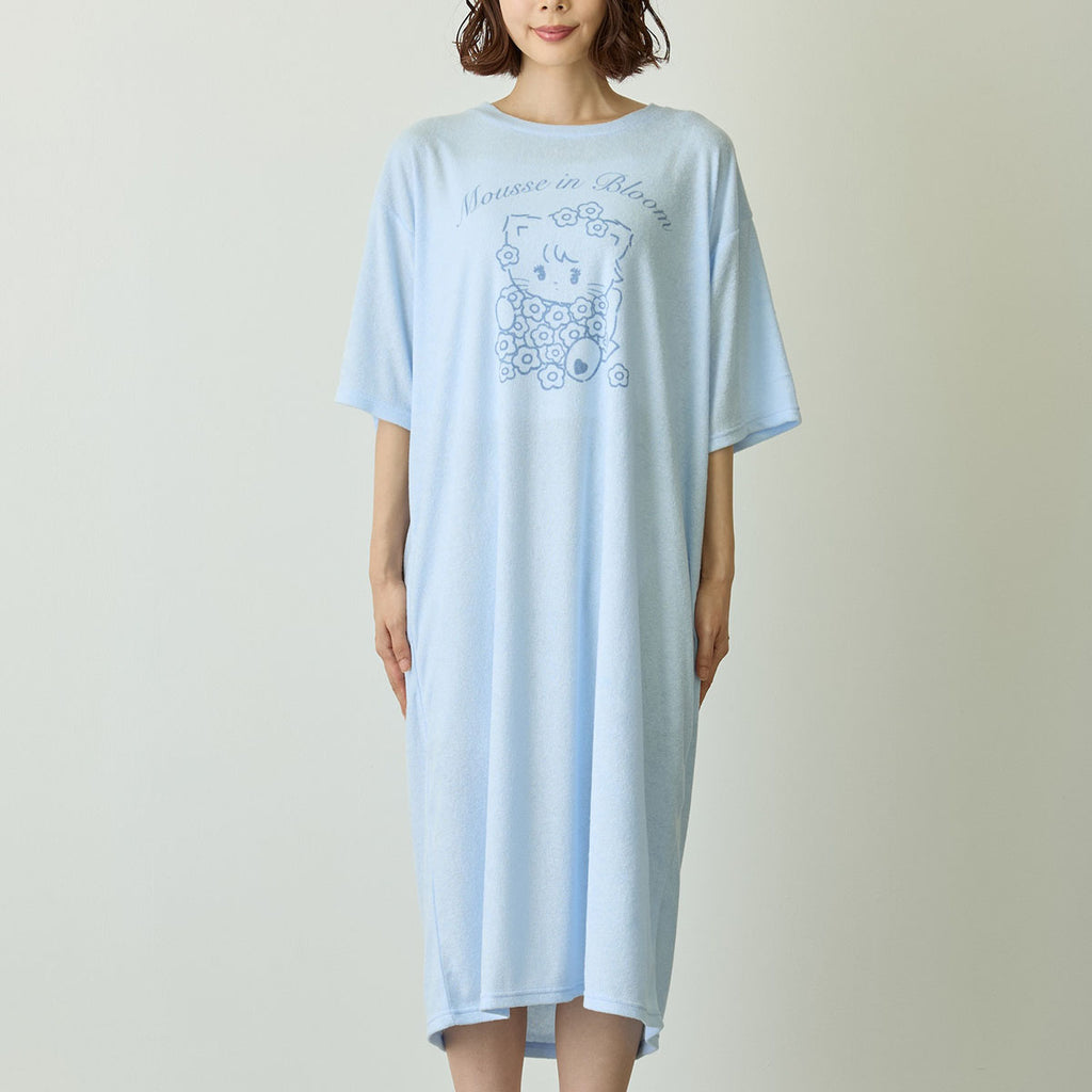 Lil ala mode ルームロングワンピース Bloom ムース ブルー