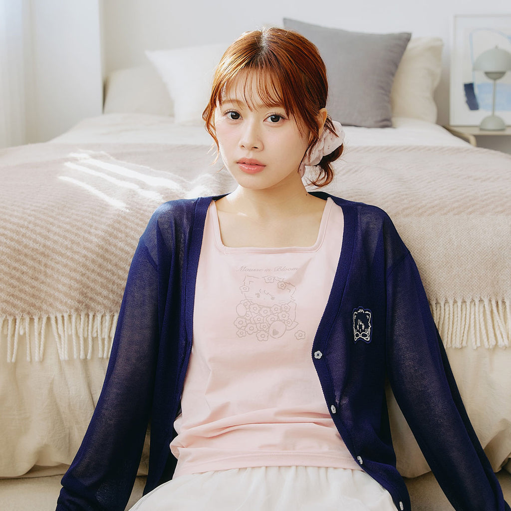 Lil ala mode カップ付きタンクトップ Bloom ムース ピンク
