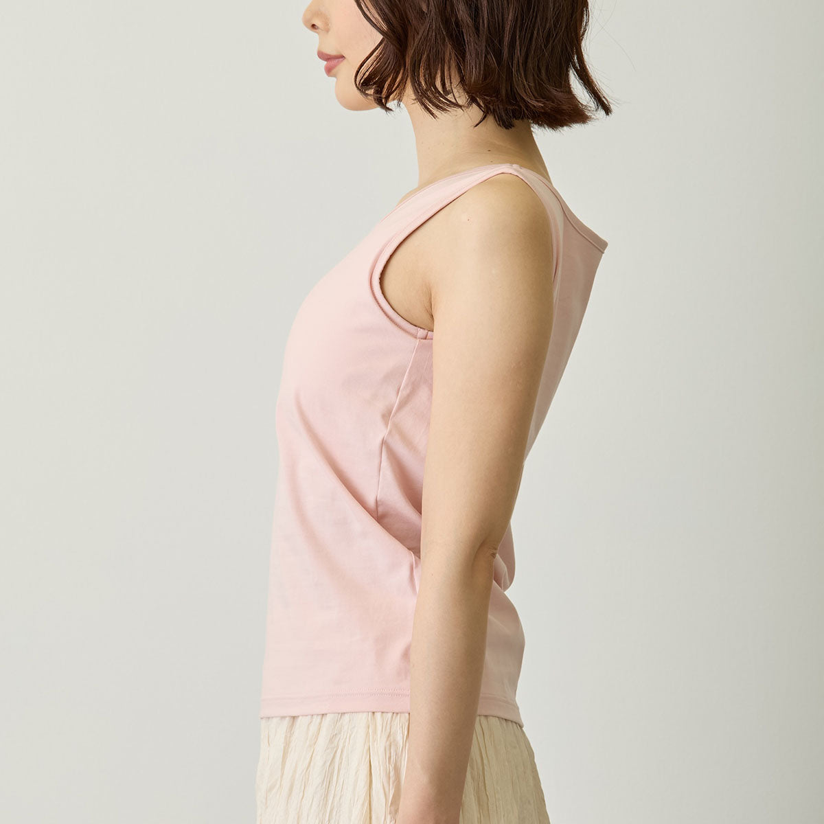 Lil ala mode カップ付きタンクトップ Bloom ムース ピンク