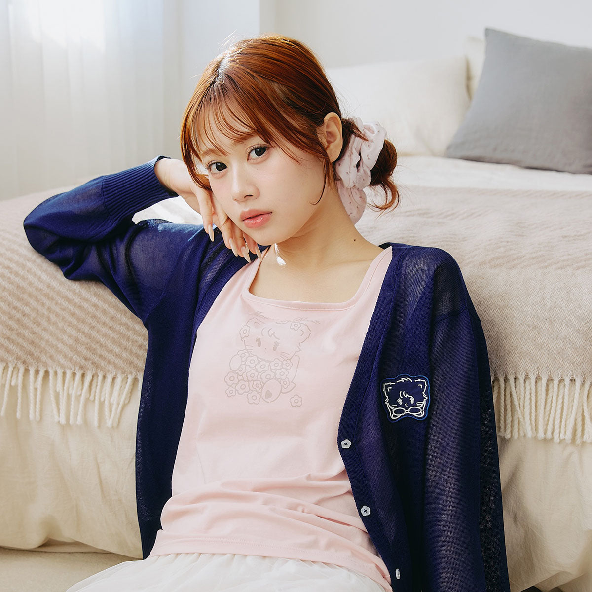 Lil ala mode カーディガン Bloom ムース ネイビー