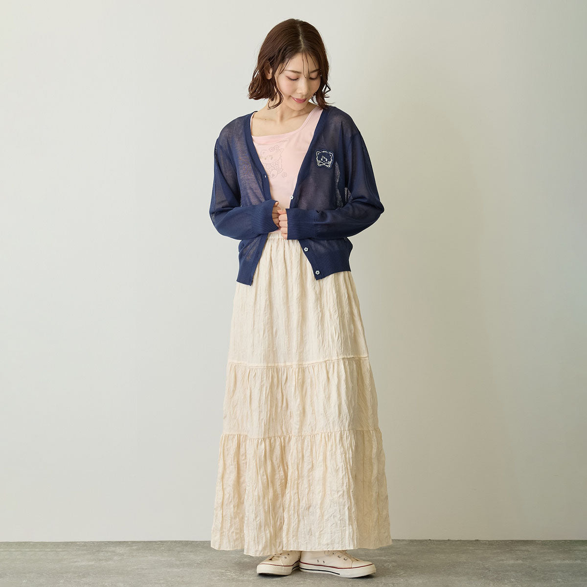 Lil ala mode カーディガン Bloom ムース ネイビー