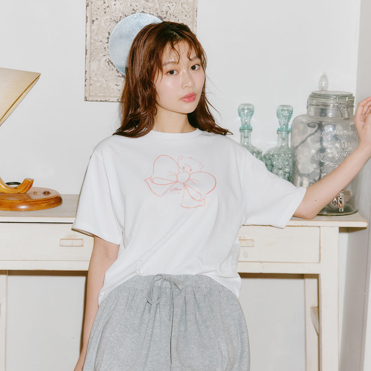 Lil ala mode Tシャツ RIBBON MOUSSE ホワイト