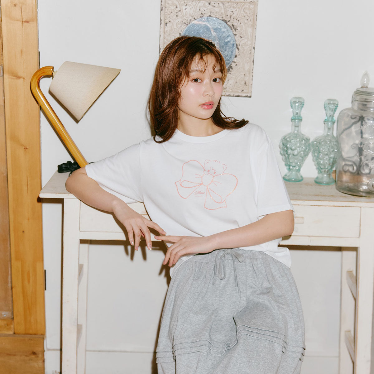 Lil ala mode Tシャツ RIBBON MOUSSE ホワイト – Lil ala mode store