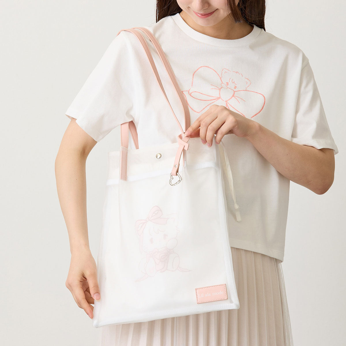 Lil ala mode メッシュバッグ ムース ホワイト