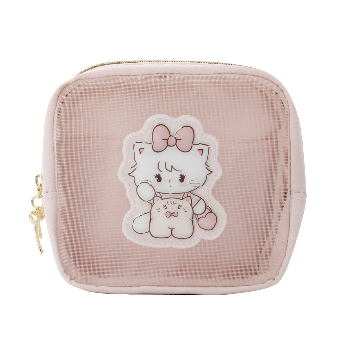 Lil ala mode ぷっくりアップリケポーチ MOUSSE コーラルピンク