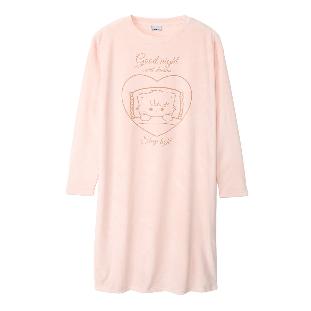 Lil ala mode  ルームウェアワンピース GOOD NIGHT ピンクベージュ