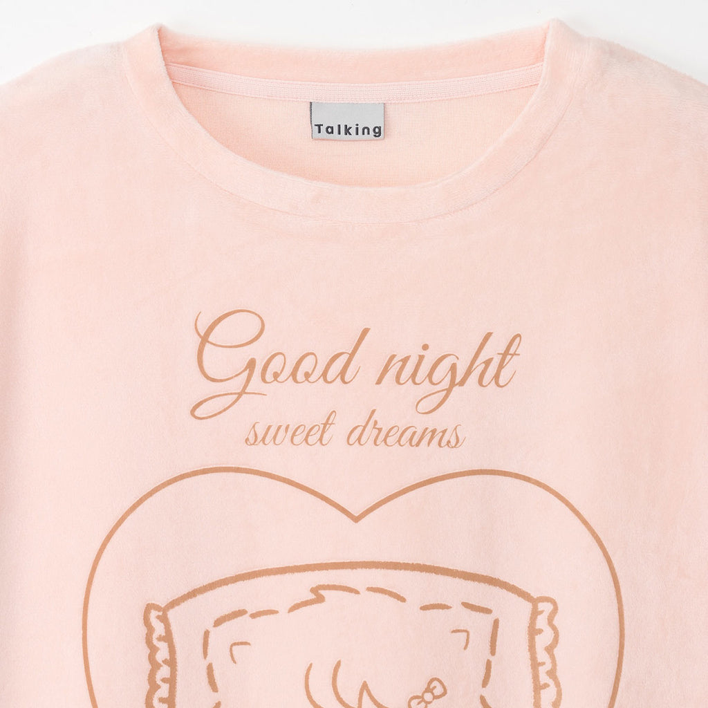 Lil ala mode  ルームウェアワンピース GOOD NIGHT ピンクベージュ