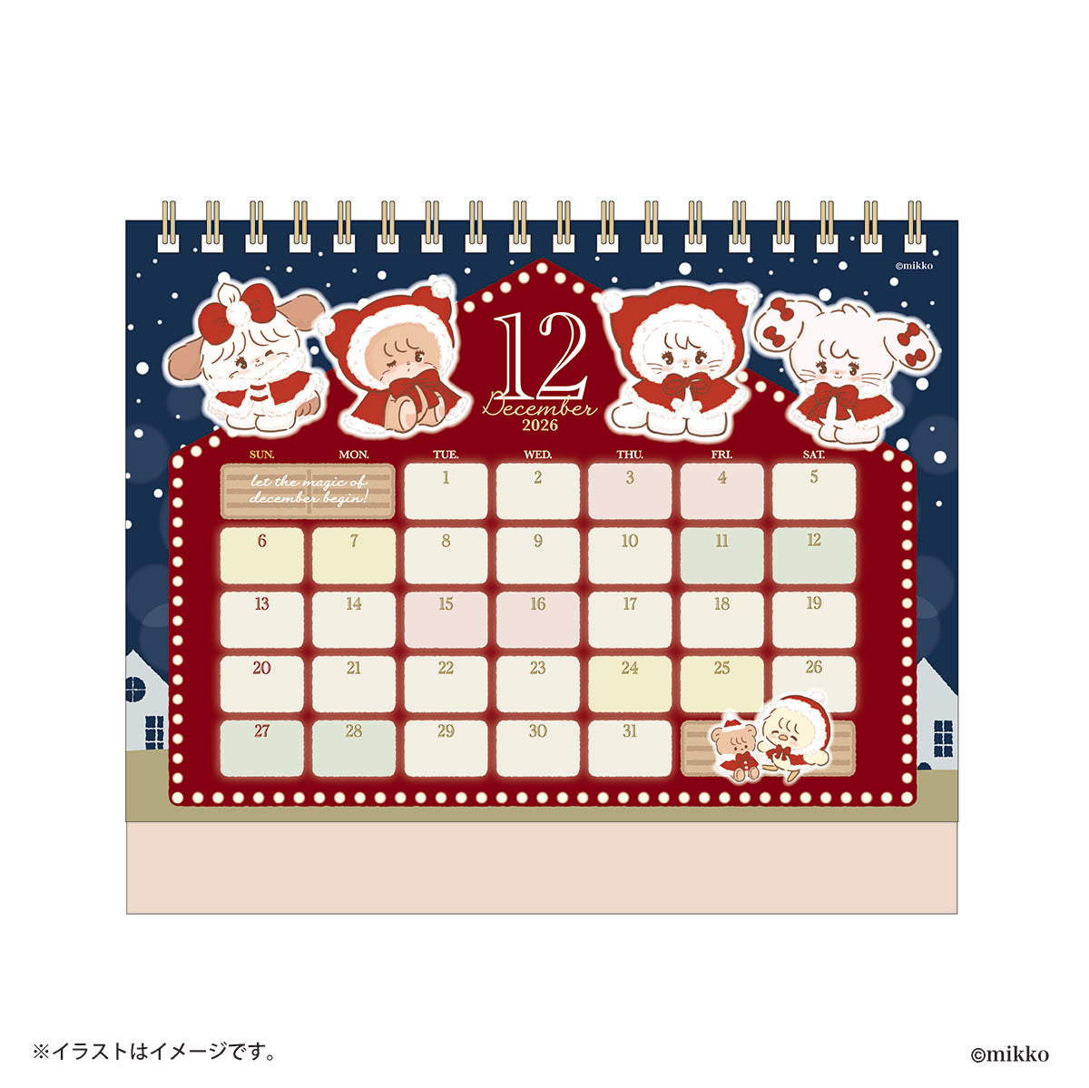 Lil ala mode 2026年4月始まり卓上カレンダー（ミニシール付き）