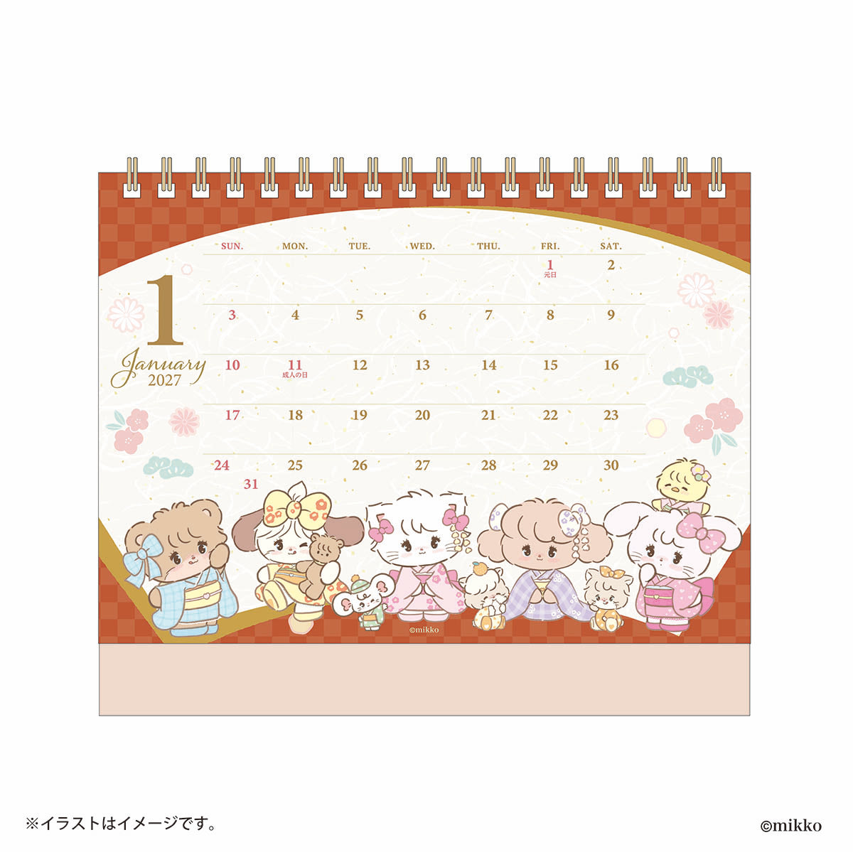 Lil ala mode 2026年4月始まり卓上カレンダー（ミニシール付き）