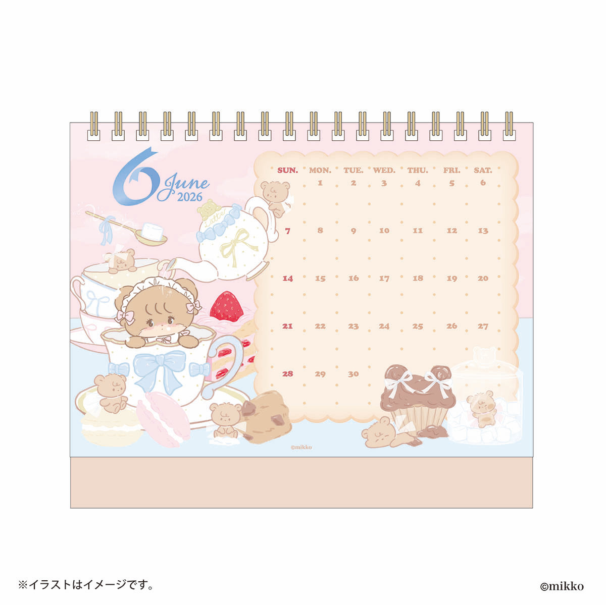 Lil ala mode 2026年4月始まり卓上カレンダー（ミニシール付き）