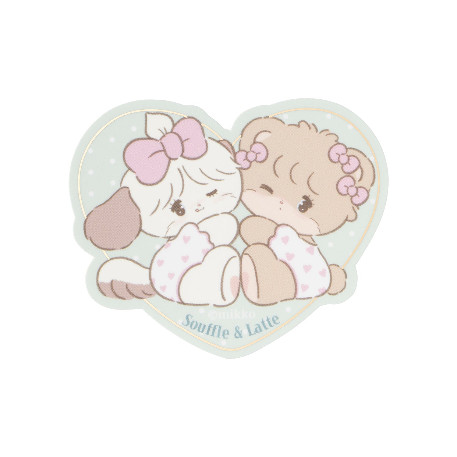 Lil ala mode スマホに貼れるサイズのキラキラ箔押しステッカー（スフレ＆ラテ HUG）