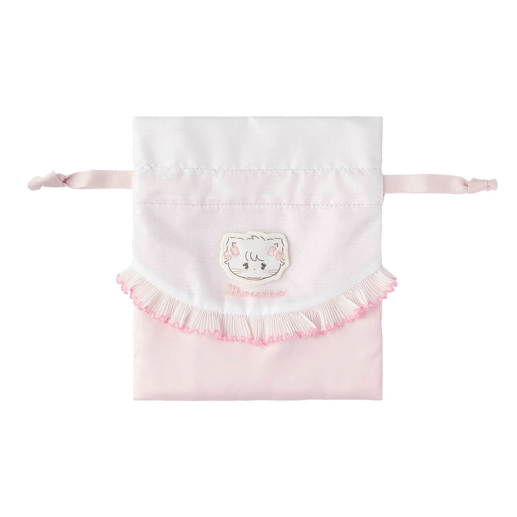 Lil ala mode ほどよいサイズのレース付き巾着（ムース）