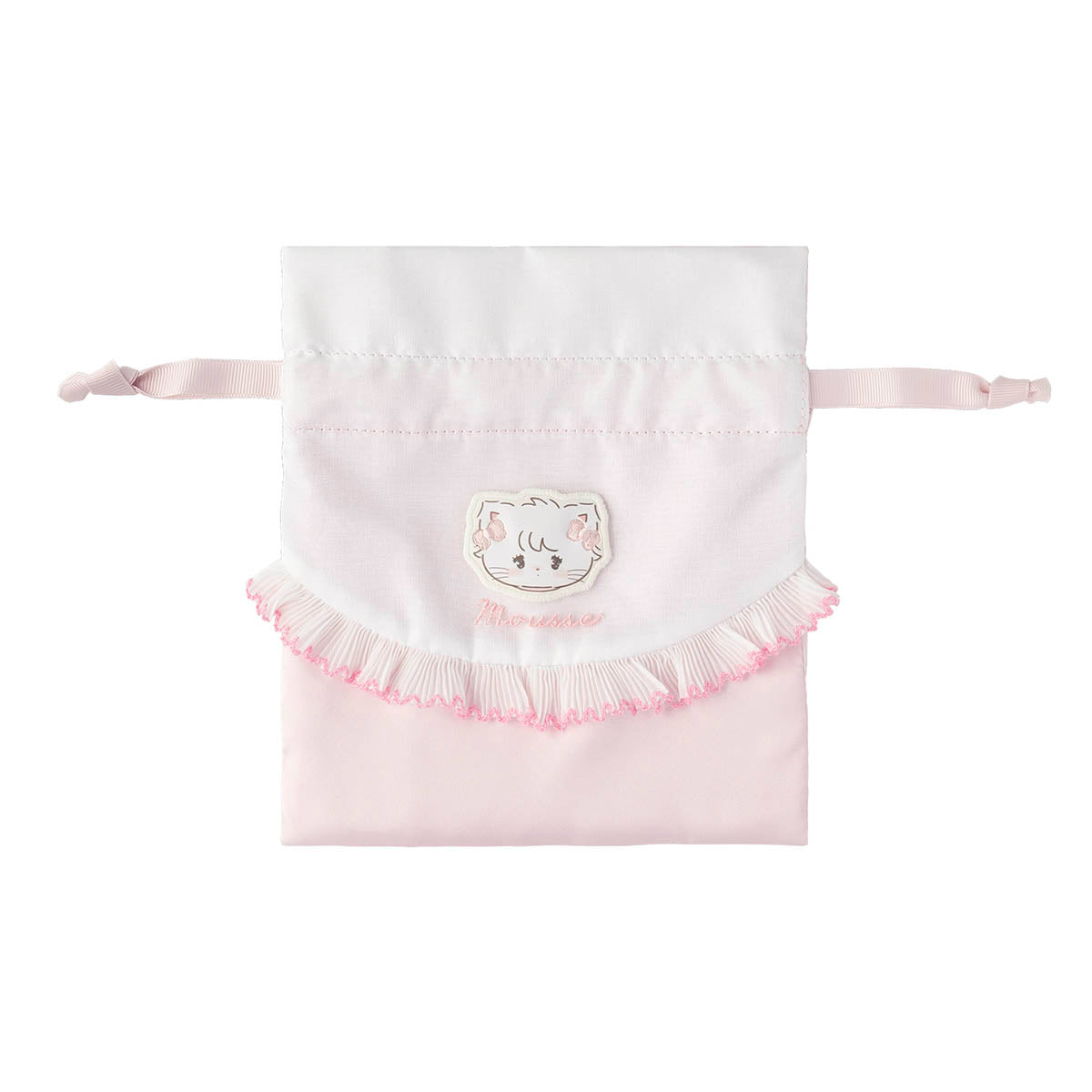 Lil ala mode ほどよいサイズのレース付き巾着（ムース）