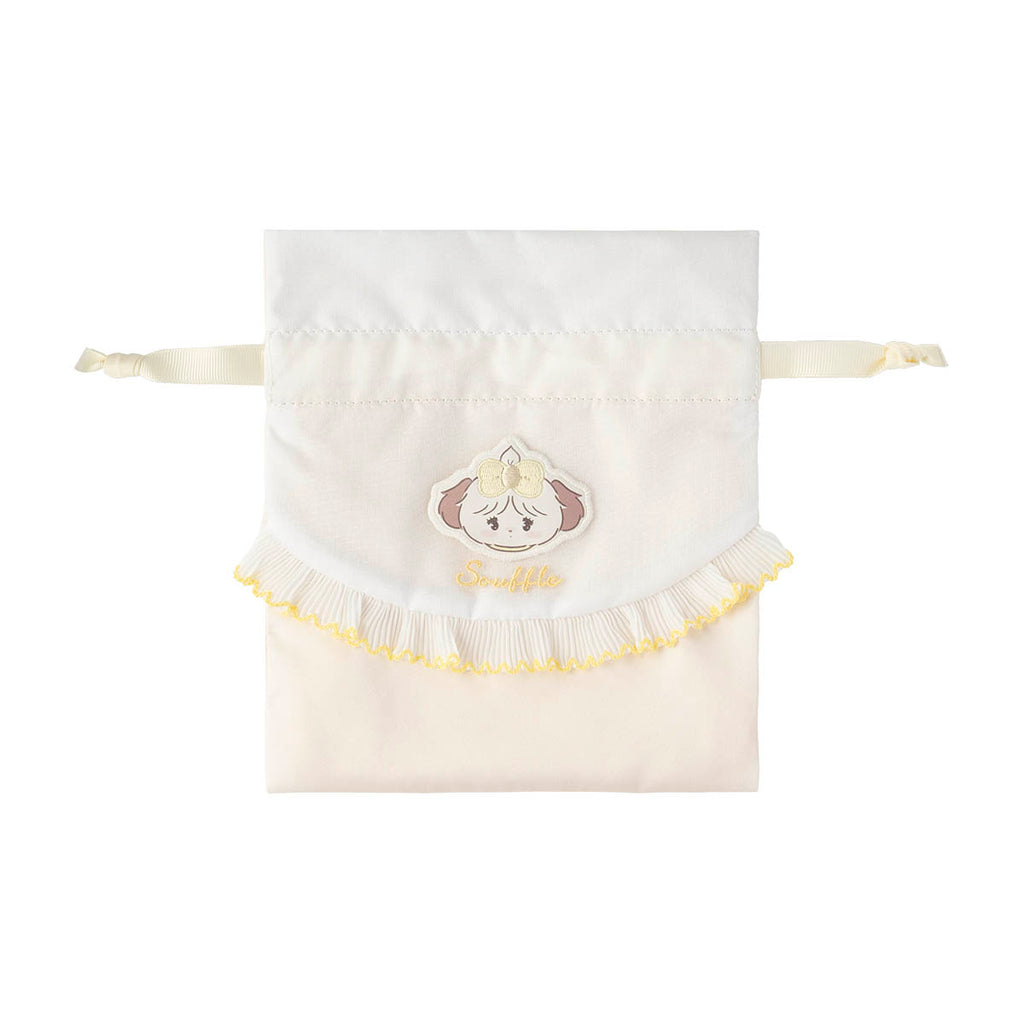 Lil ala mode ほどよいサイズのレース付き巾着（スフレ）