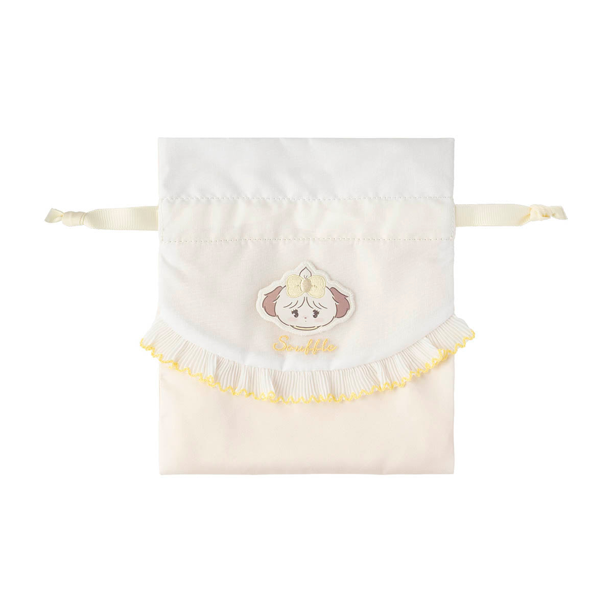 Lil ala mode ほどよいサイズのレース付き巾着（スフレ）