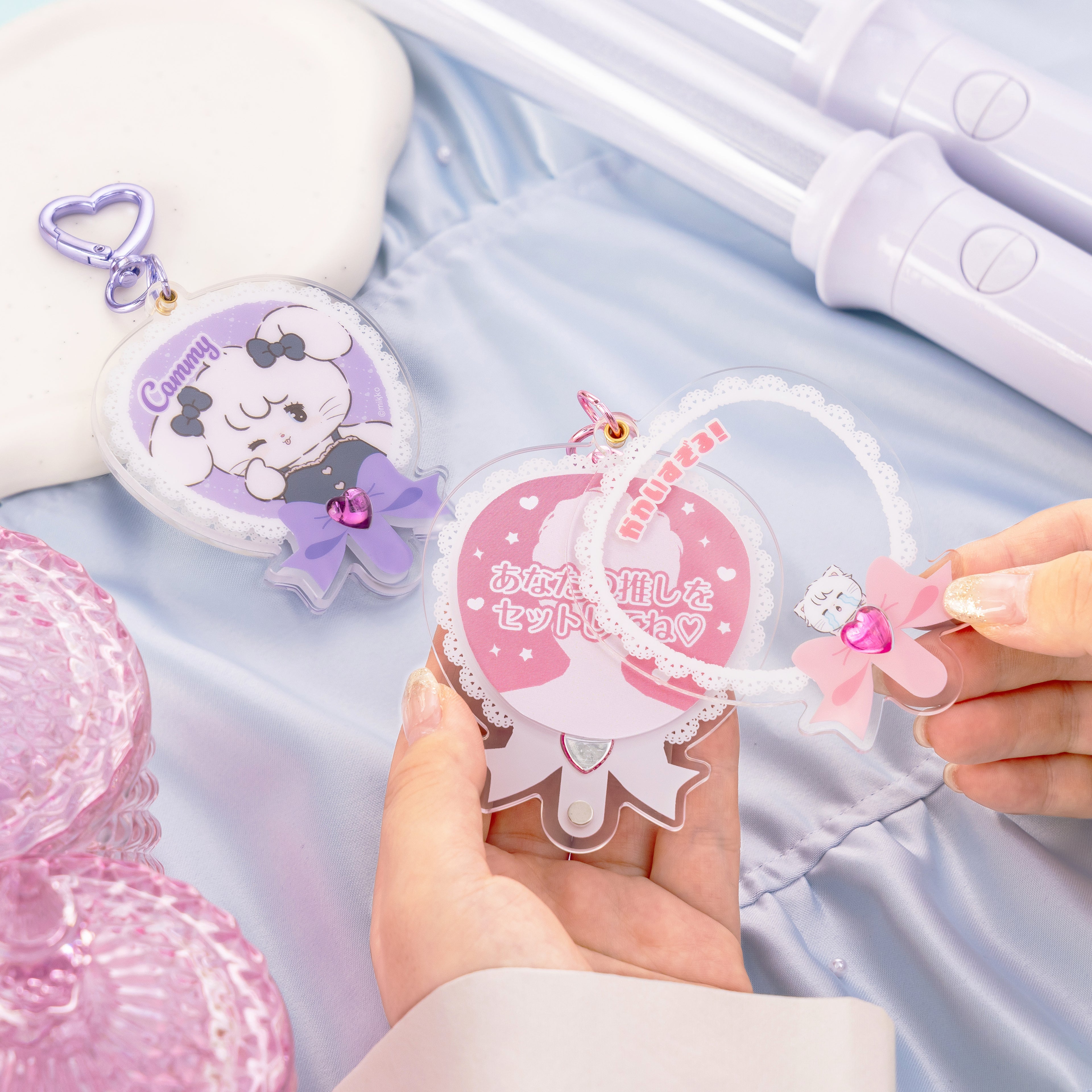 Lil ala mode うちわ型♡スライドフォトキーホルダー（ムース）