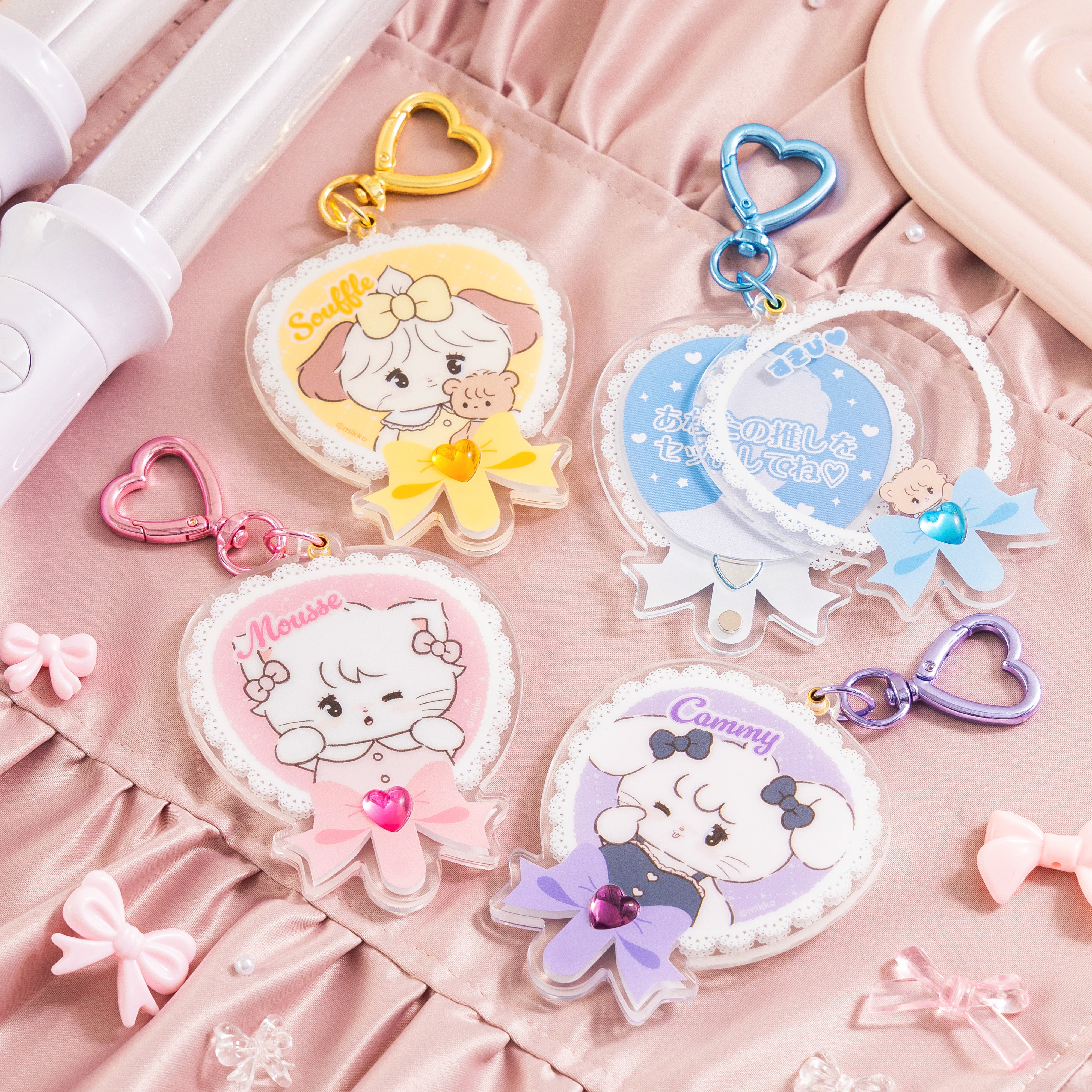 リョウク　ファンライト　アクセサリー　ぬいぐるみキーホルダー　うちわケース3種 Lil ala mode うちわ型♡スライドフォトキーホルダー（ラテ） – Lil