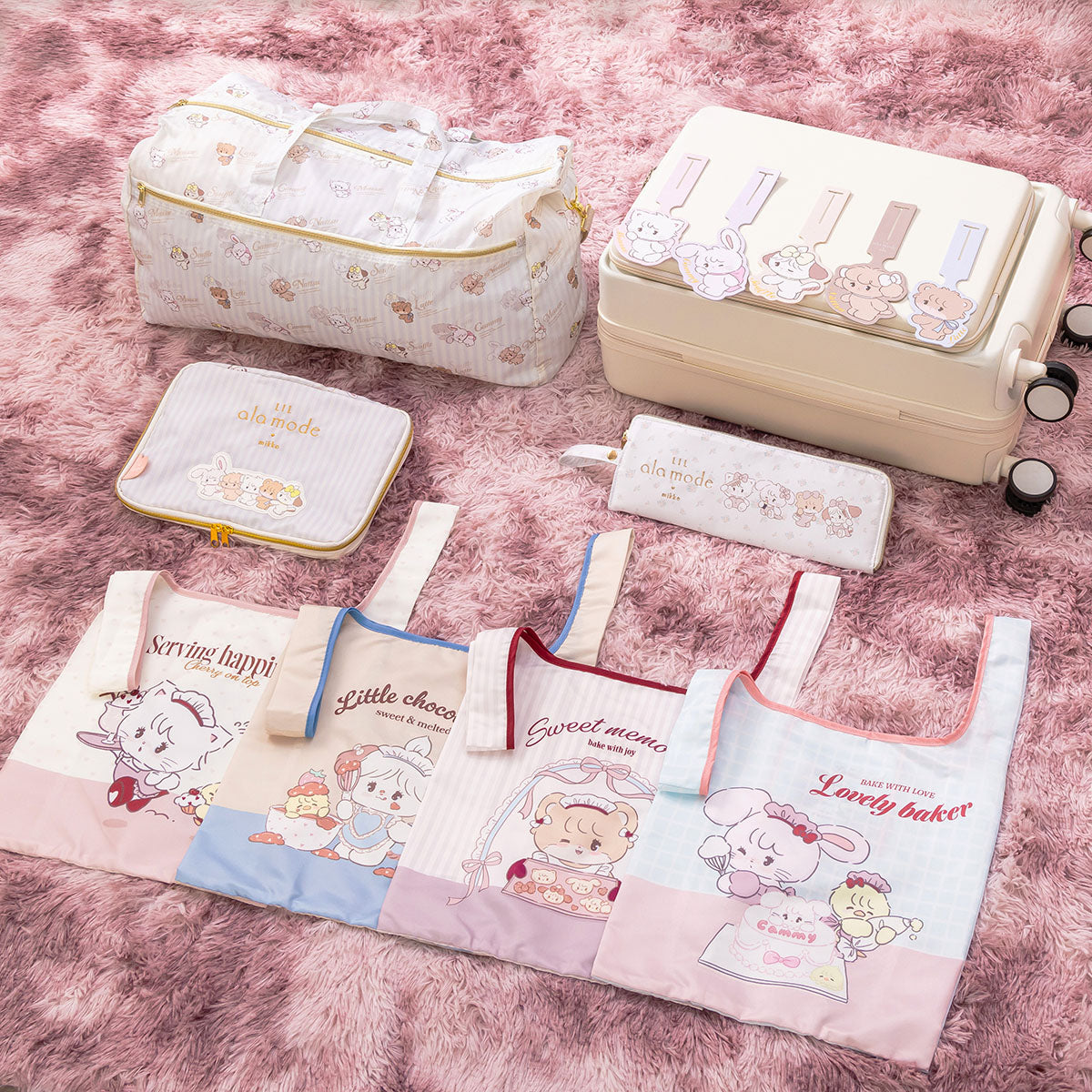 Lil ala mode ポケッタブルエコバッグ（キャミーとパフのケーキ）